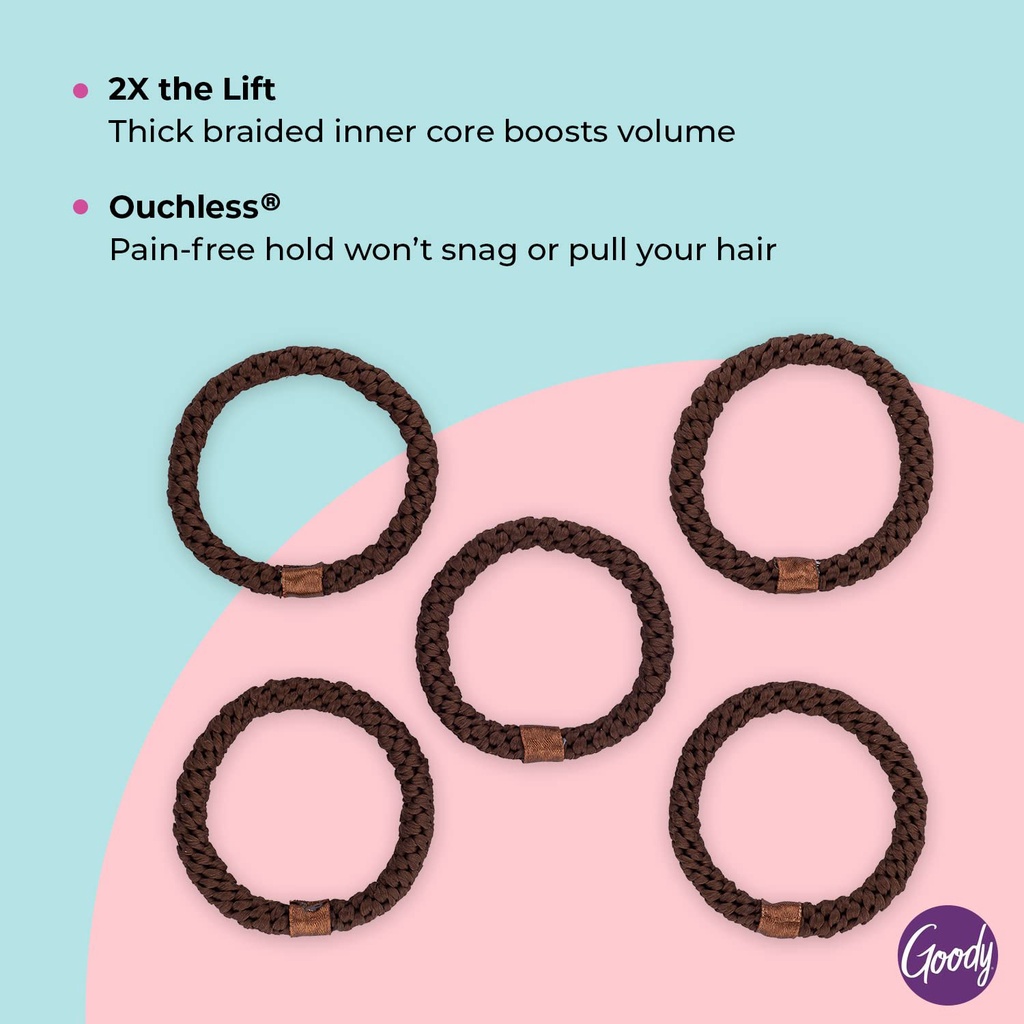 Goody Ouchless 3001200/ 18166 Volume Boost For Fine Hair Elastics 5ct Brown