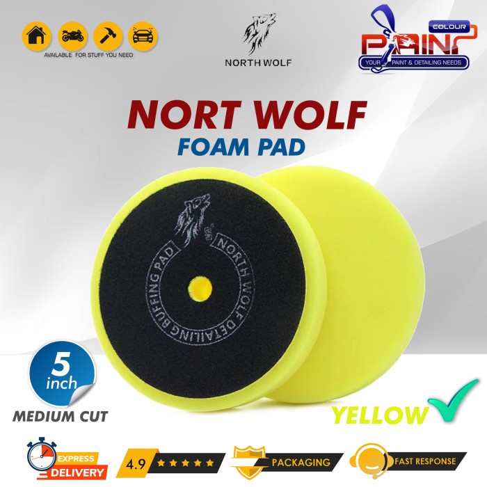 North Wolf Foam Pad 5 inch Convex Yellow - Medium Cut Busa Poles