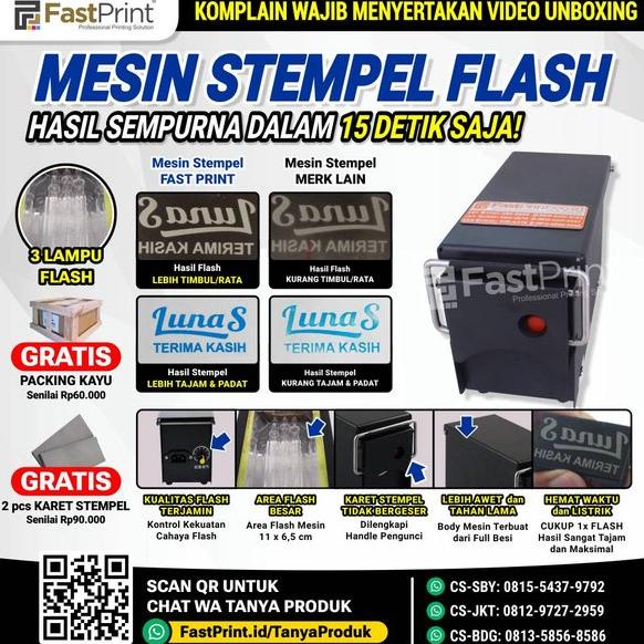 

Terlaris Mesin Stempel Flash Kilat Premium 10 x 13 cm Full Plat Besi Termurah