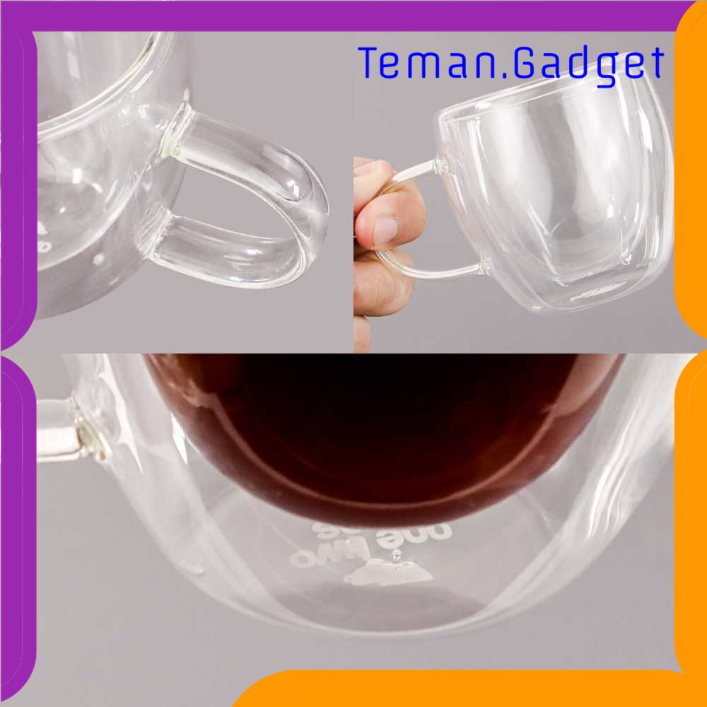 TG - DPR One Two Cups Cangkir Kopi Anti Panas Double-Wall Glass Round