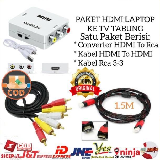 PAKET HDMI TO AV RCA CONVERTER HDMI2AV KABEL HDMI TO HDMI