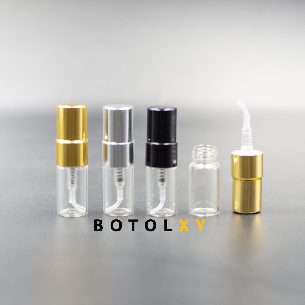 Botol Spray Kaca 2ml - Sprayer &amp; Tutup Metal / Aluminium Travel Parfum