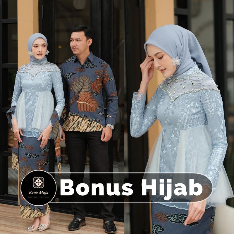 SET COUPLE AMEERA ICE BLUE / BROWN / LATTE | KEBAYA TUNANGAN KEBAYA WISUDA KEBAYA MODERN