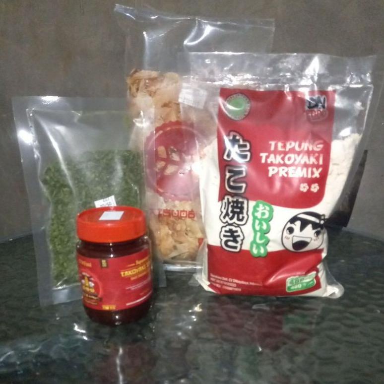 

[BAYAR DITEMPAT] Paket Komplit Takoyaki (tepung, saus, katsuo, aonori)