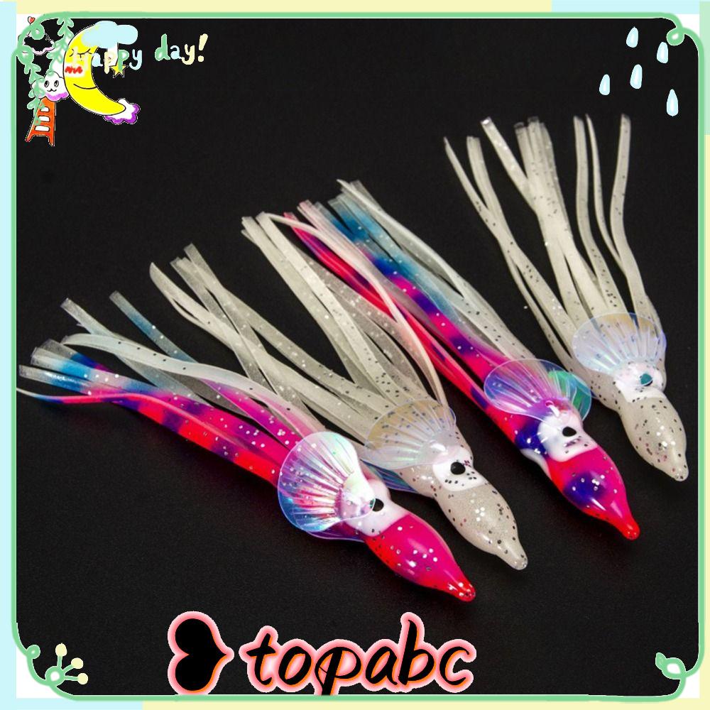 Top 10pcs Umpan Gurita Air Asin Luminous 5per6/10cm Lembut Silikon Renang Ekor Panjang