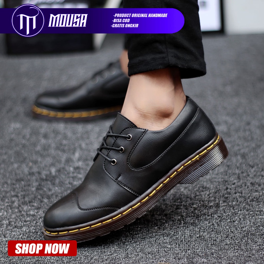 Sepatu Docmart Pantofel Formal Kerja Pria Hitam Mousa Domart