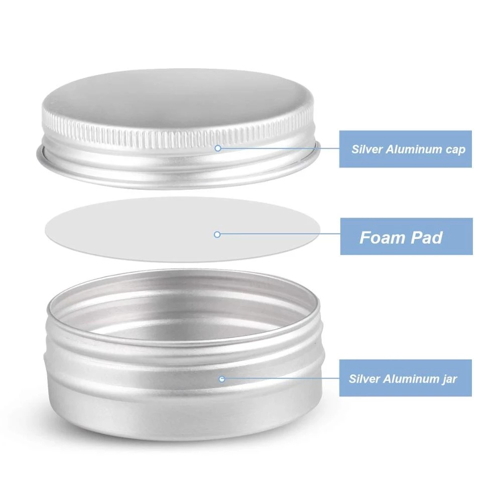 1pc 15ML Multifungsi Aluminium Tin Mini Metal Kaleng Bulat Silver Jar Wadah Sampel Kosmetik Lilin Teh Kaleng Kotak Penyimpanan Sembako