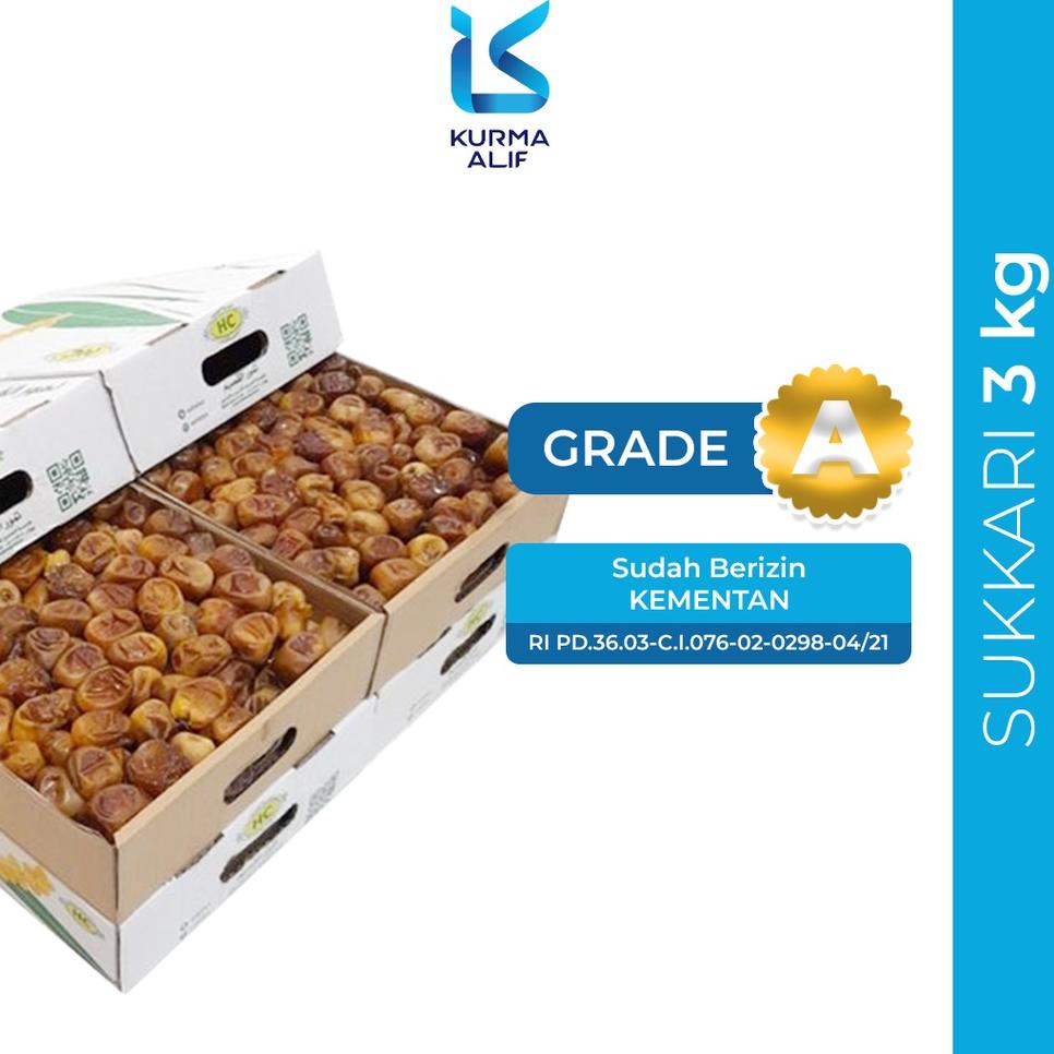 

>XC26619< Kurma Sukari Dus 3 Kg | Kurma Raja Sukari Basah Premium Date Quality