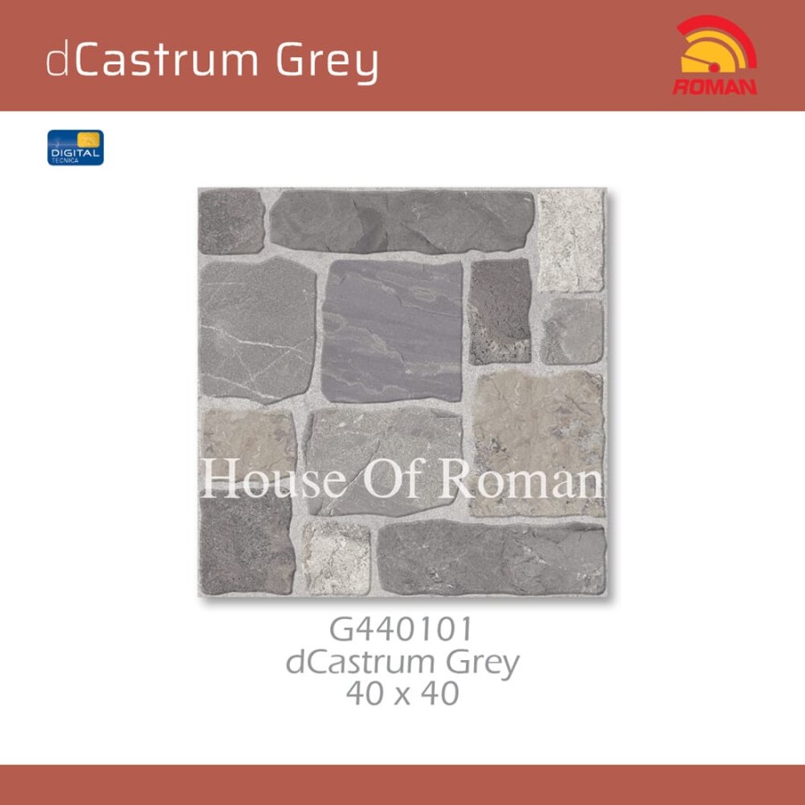 ROMAN KERAMIK DCASTRUM GREY 40X40 G440101 (HOUSE OF ROMAN)