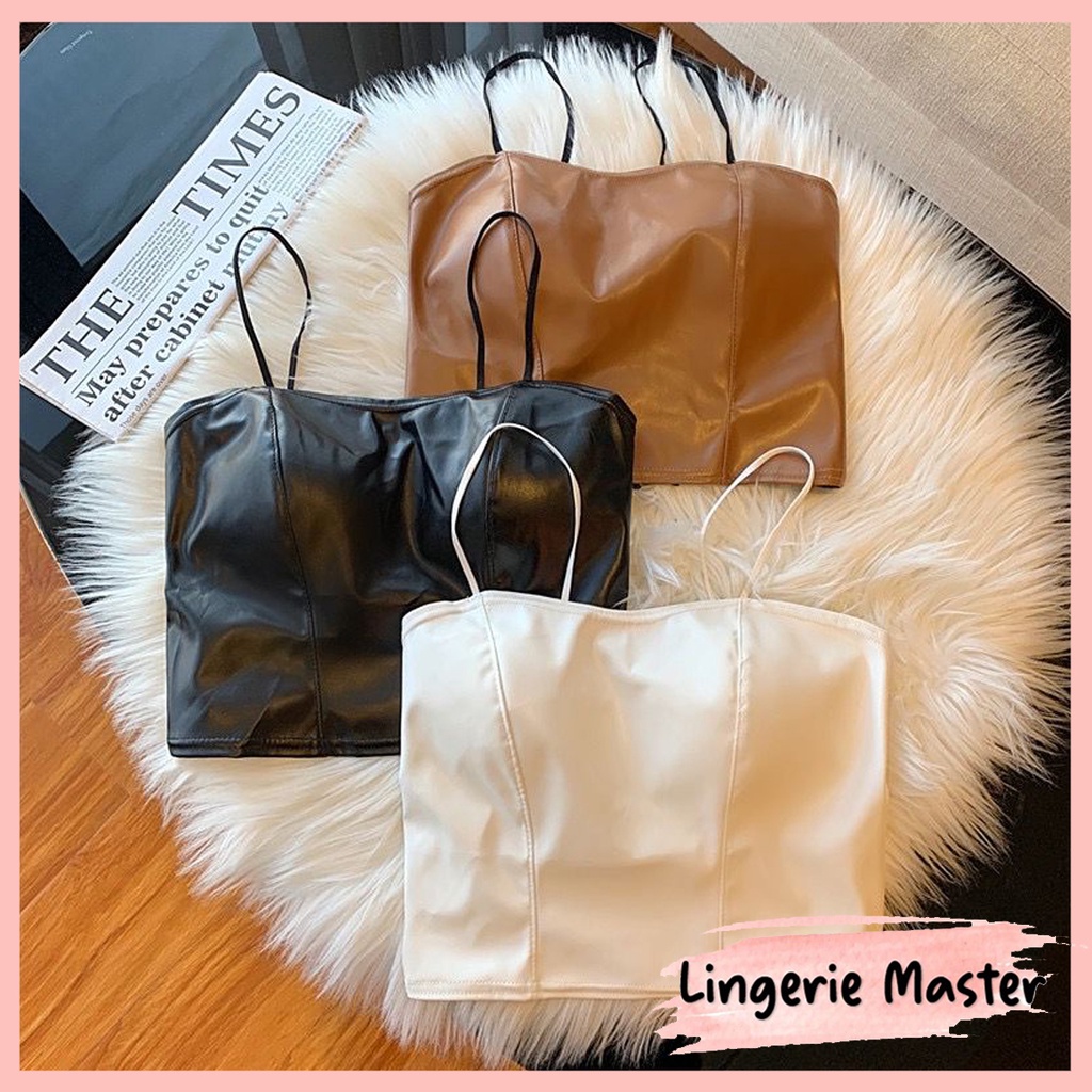 [ LINGERIE MASTER ] - (B-81) Tanktop Wanita Sexy Bahan Kulit Leather Bralette Korean Atasan Wanita