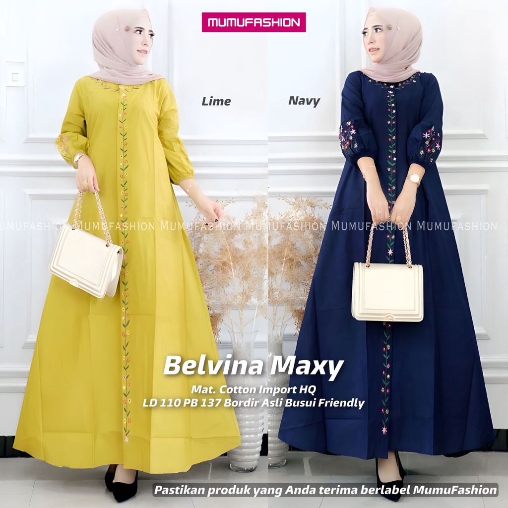 MC- Gamis Katun Bordir Premium Belvany Maxy by Marsella Fashion Solo