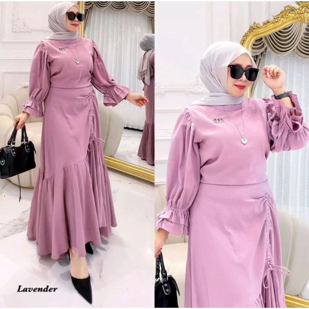 Baju Setelan Wanita Kekinian Fashion Muslim Diana Set Rok Panjang Setelan Jumbo One Set Crinkle Pakaian Remaja