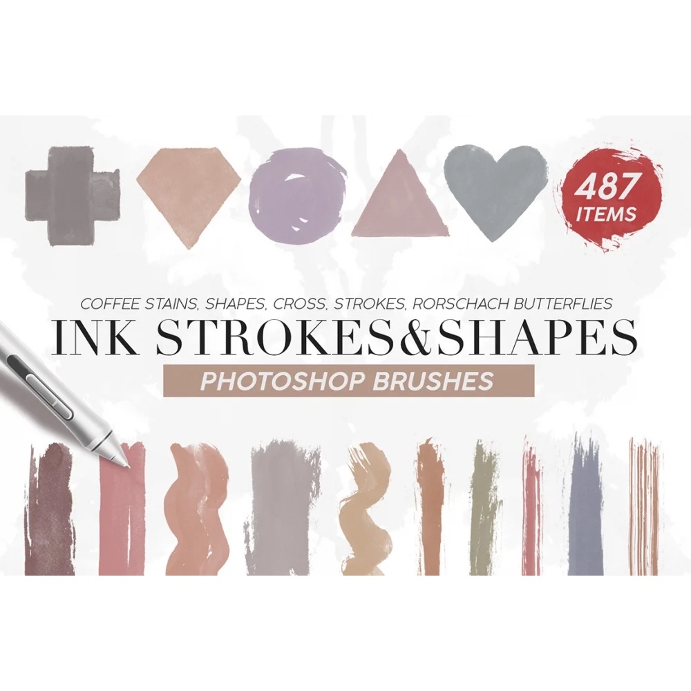 487 Ink Shapes-Strokes Photoshop Brushes
