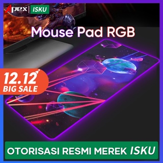 ISKU Mouse Pad Gaming LED RGB XL/Desk Mat Anti Slip high precision ukuran besar/Alas keyboard