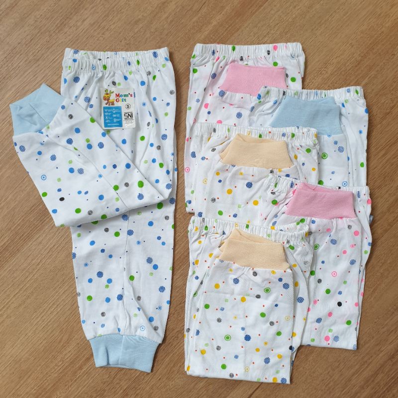 6 Pcs (1/2 Lusin) Celana Panjang Bayi Polos MG Bintik SNI S, M, L, XL Celana Baby Wear CP MG Putih 114 S