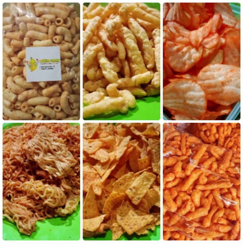 

makaroni, amex, singkong keju, mie kremes, tortila, amex pedes 100gr