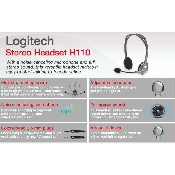 Logitech Stereo Headset H110 - Black