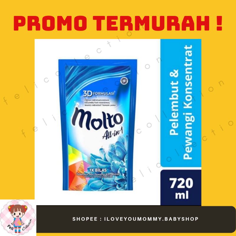 Jual Molto All In One Blue Pelembut Dan Pewangi Konsentrat 720ml Shopee Indonesia 8772