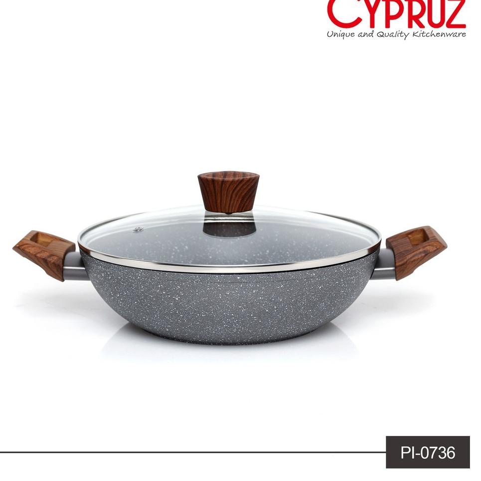 Y80U CYPRUZ FRY PAN MARBLE WOK PAN SAUCE PAN FRY WOK PANCI KUALI TEFLON GRANIT WAJAN ANTI LENGKET