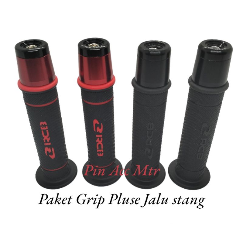 Paket Grip Rcb Hitam/Merah Hg55 Pluse Jalu stang Censi/Nmax Aerox PCX ADV Mio Beat Scoopy Ninja R RR R15 V2 V3 V4 CB150R CBR R25 Dill Universal motor