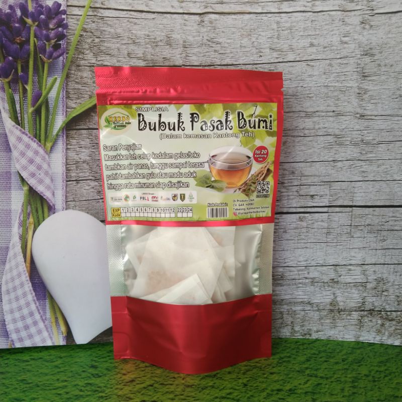 

Bubuk Pasak Bumi Kalimantan, asli Kalimantan, Pahit tapi manjur, dikemas dalam kantong teh,, Lebih Praktis, tinggal Seduh, untuk campuran herbal atau wedang