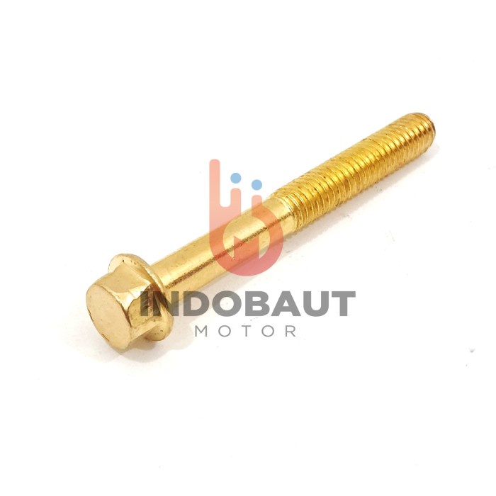 Flange Bolt Baut Blok Mesin 6x50 Kunci 8 Gold