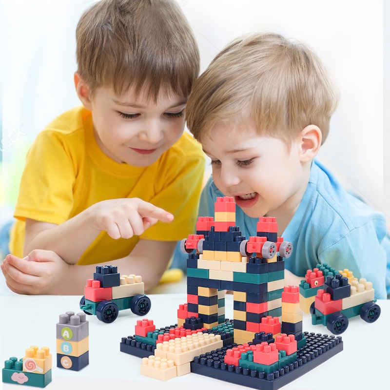 Ready Stock 100pcs/set Ukuran Besar Bata Bangunan Blok DIY Model Edukasi Dini Bricks Mainan Untuk Anak