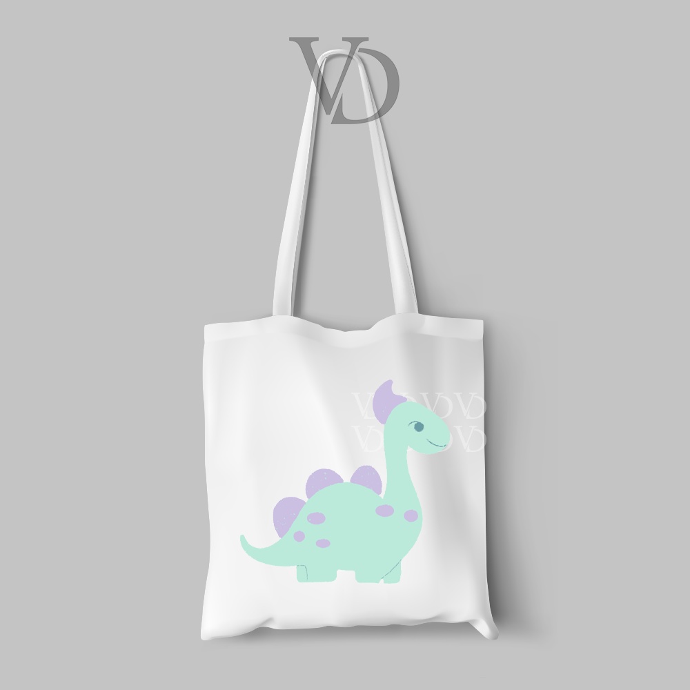 tote bag kanvas cute motif dinosaurus baby dino edisi 1