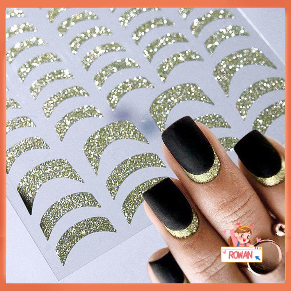 R-flower 1PC Glitter Nail Sticker Hot Sale DIY Dekorasi Nail Art Perekat Diri
