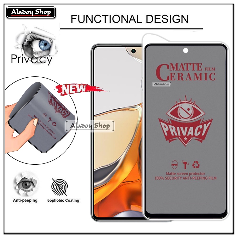 Tempered Glass Anti SPY Xiaomi MI 11T/11T PRO Anti Gores Privacy + Tempered Glass kamera dan Skin Carbon