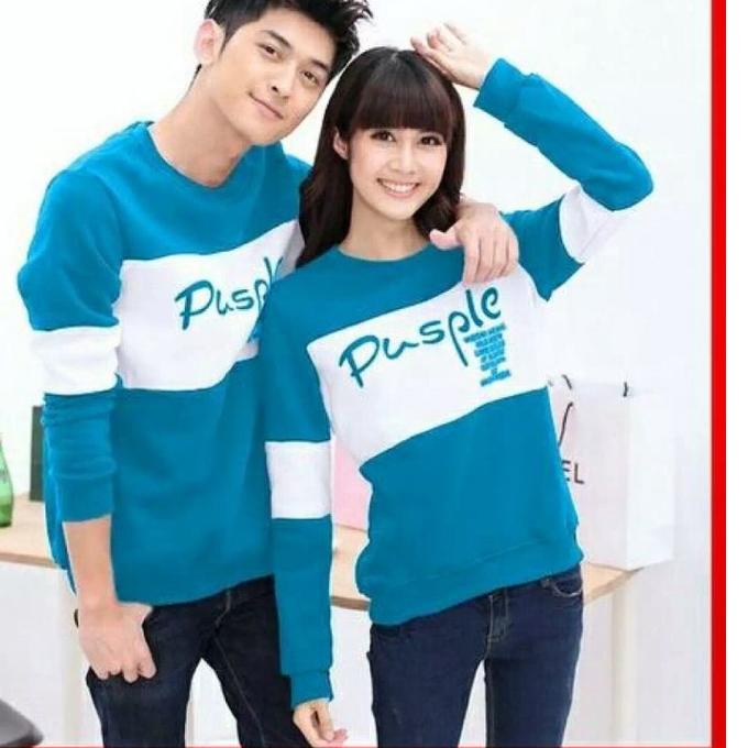 Viral LUCKY-Baju Couple Lengan Panjang Pusple-Sweater Couple-Sweater Pasangan Cowok dan Cewek - Baju