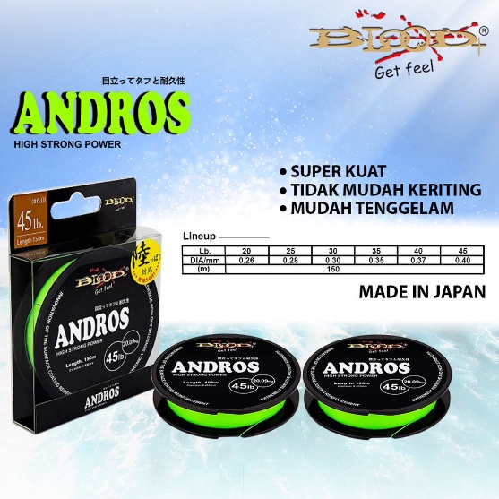 SENAR PANCING GALATAMA BLOOD ANDROS FISHING LINE 150M GREEN HIJAU