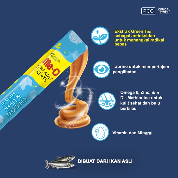 Meo Creamy Treats Snack Kucing Chicken &amp; Liver Flavor 4x15gr