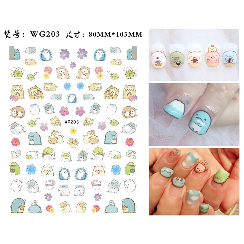 CARTOON SERIES Ultra Thin Nail Stickers Stiker Kuku Hello Kitty Doraemon Chi Kitten Gudetama Minion