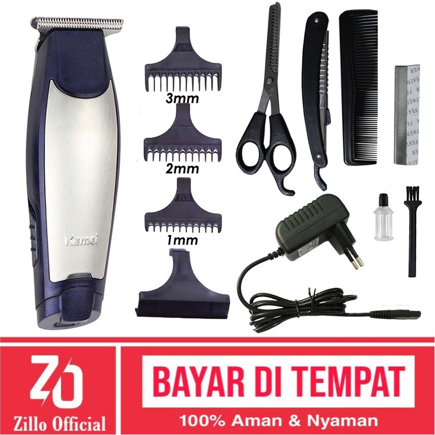 ZILLO Mesin Pencukur Rambut Elektrik Batrai Cas Alat Cukur Professional Hair Clipper KEMEI Rambut Kumis Jenggot