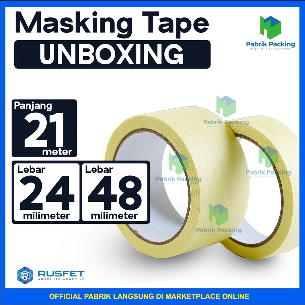 

Masking Tape | Lakban Kertas Rusfet Panjang 21 meter Satuan