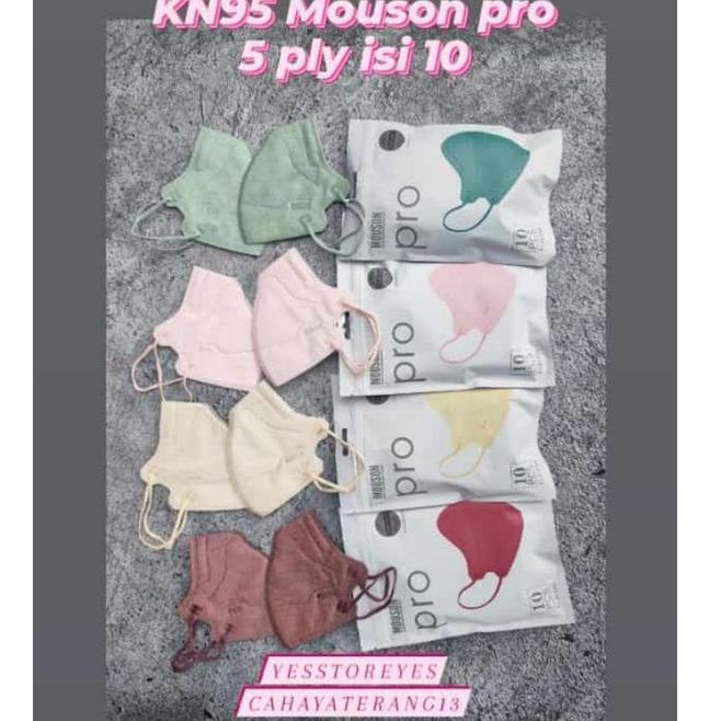 ◀ READY KN95 KN MOUSON PRO 5 PLY NEW KOREA KREM, SHRIMP PINK, MATCHA, BABY PINK ISI 10 LBR ト