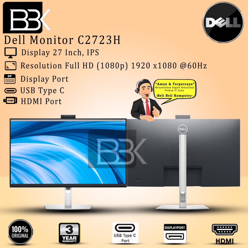 Monitor Dell 27" inch Monitor C2723H 3 Year