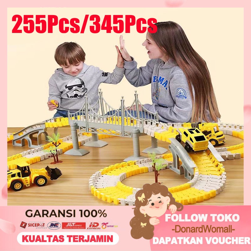 Kereta mainan kereta mainan anak laki-laki puzzle mobil DIY merakit kereta mainan anak-anak 168pcs Mainan Building Brick Marble Race Run Maze Block Balok Susun Track Slide Ball New