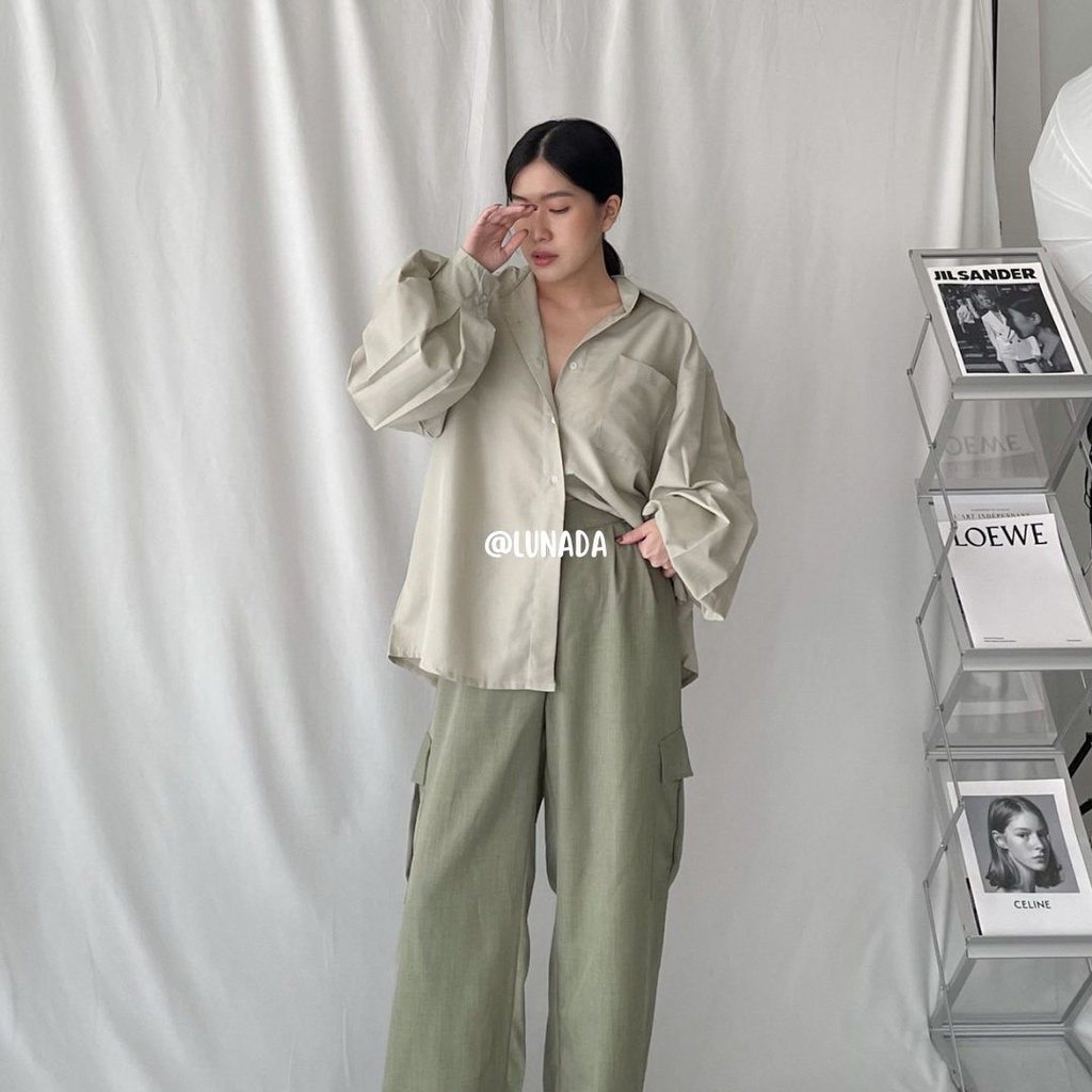 Kemeja Wanita Daily Oversize Puffy Cindy/ Kemeja Kerja Wanita Lengan Balon Oversized Cindy