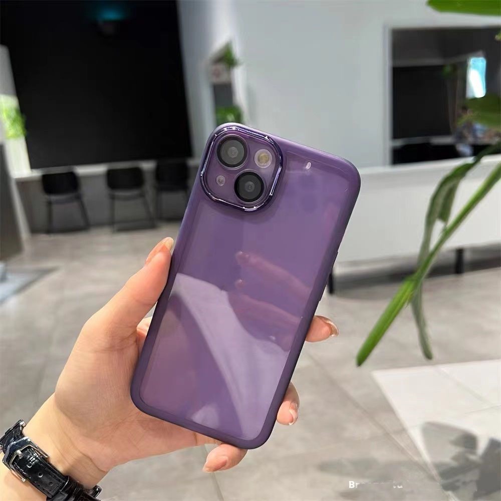 IPHONE Pelindung Kamera Case Transparan Untuk Iphone14 13 Pro Max11 12 Pro Max7 +8 14 Plus X XR Xs Max Warna Permen TPU Soft Silicone Case Metal Ring