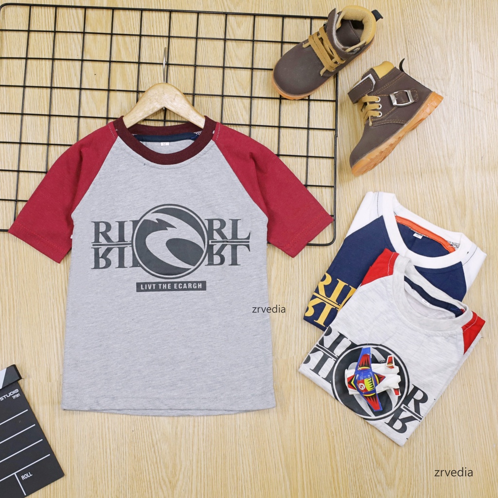 Kaos Reglan Distro Size 1-2 Tahun  / Baju Branded Anak Laki Lengan Pendek Cowok Import Polos Murah