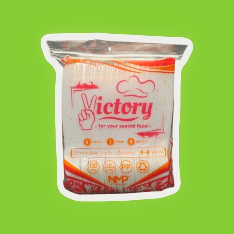 (PACK) SENDOK MAKAN PLASTIK VICTORY PP PUTIH 1 PACK 100 PCS