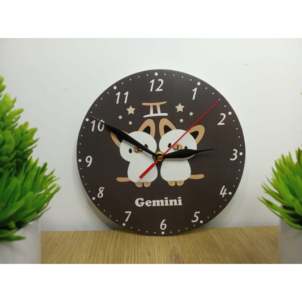 JAM DINDING KAYU MOTIF ZODIAK BINTANG CANTIK MURAH