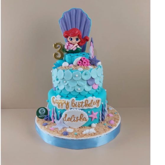 Jual KUE ULANG TAHUN MERMAID UK 20 + 15CM | Shopee Indonesia
