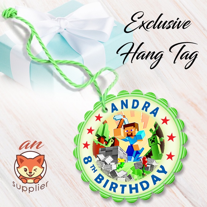 MINECRAFT 2-1 HANG TAG THANK YOU CARD ULTAH / ULANG TAHUN