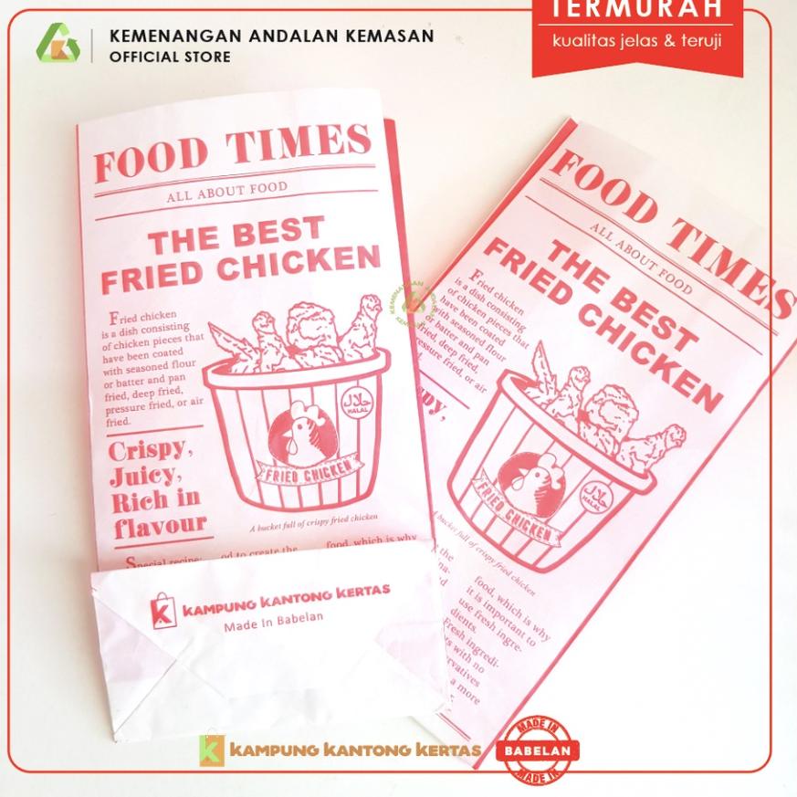 

[KODE PRODUK LDEKQ4598] Kantong Fried Chicken , Kemasan Ayam Fried Chicken , Bungkus Fried Chicken , Paper Bag Fried Chicken - FOOD TIMES isi 100 pcs
