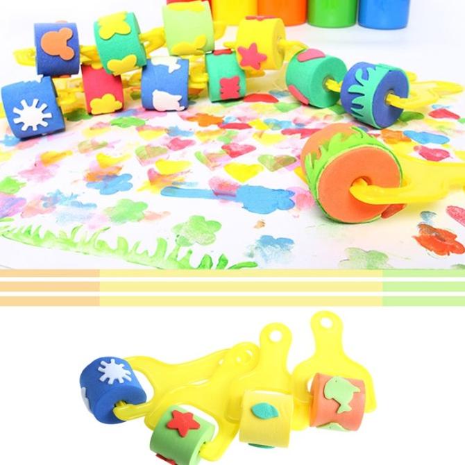 

Limited Zong 4Pcs Sponge Roller Stamper Foam Paint Crafts Stamps Kids