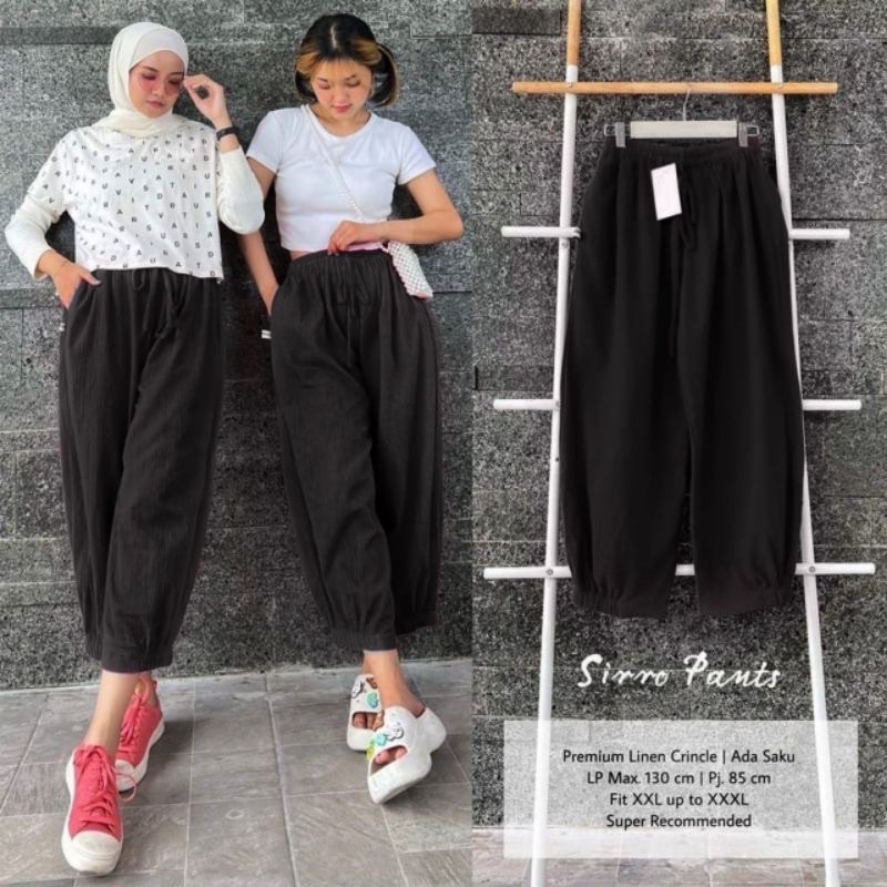 1KG MUAT 4PCS | SIRRO PANTS CRINKLE LINEN PREMIUM OOTD KOREAN STYLE FASHION GROSIR WANITA