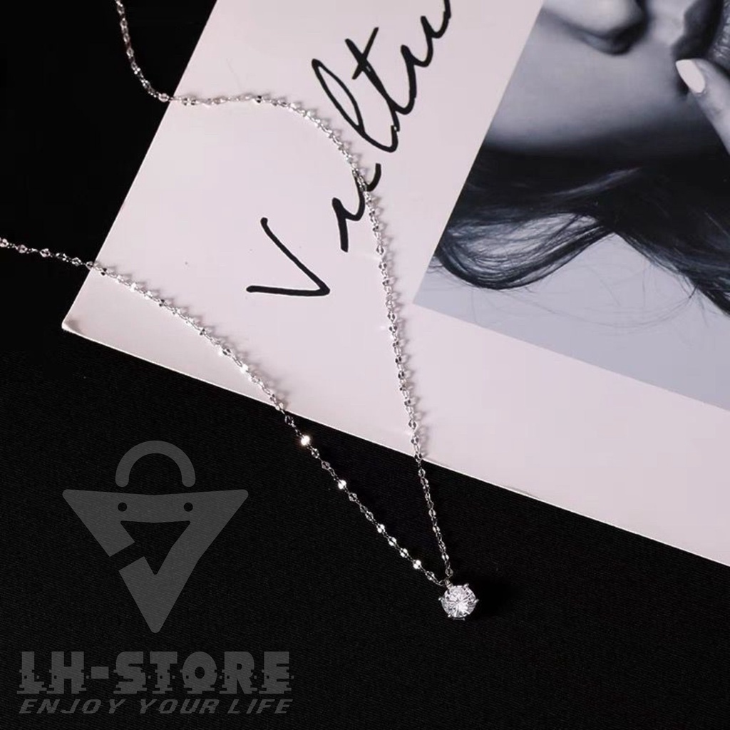 Kalung Titanium Fashion Wanita Anti Karat Anti Alergi Liontin Permata Zircon Korean Style